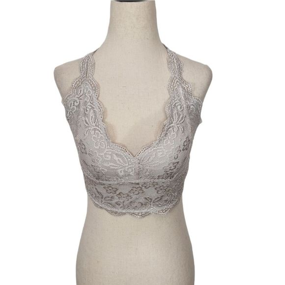 R&B Other - R&B Grey Lace Halter Bralette Large
